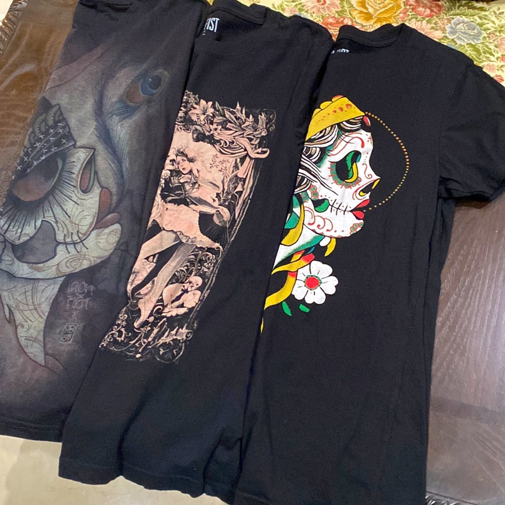Iron Fist punk Hot Topic pinup sugar skulls goth tops M L